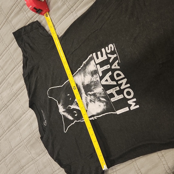 I Hate Mondays Cat Graphic Tee - Dark Charcoal Gray Size L! - Picture 4 of 5